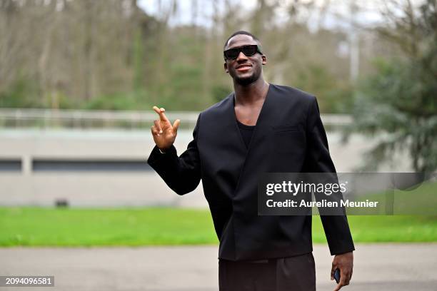 Ibrahima Konate arrives at Centre National du Football as part of the French national team's preparation for upcoming friendly football matches on...