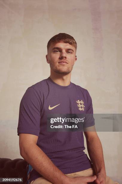 In this image released on March 18 Matt Oate of England Deaf Men's Team poses for a photograph during the England Kit Launch at St George's Park on...