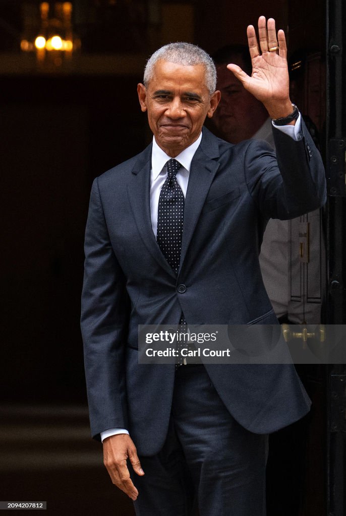 Former President Barack Obama Calls In To Downing Street For Private Visit With Rishi Sunak
