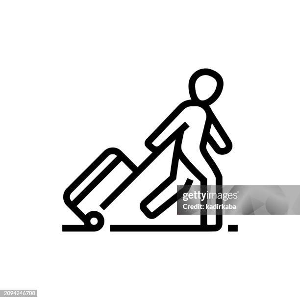 bildbanksillustrationer, clip art samt tecknat material och ikoner med passenger line icon - ung vuxen