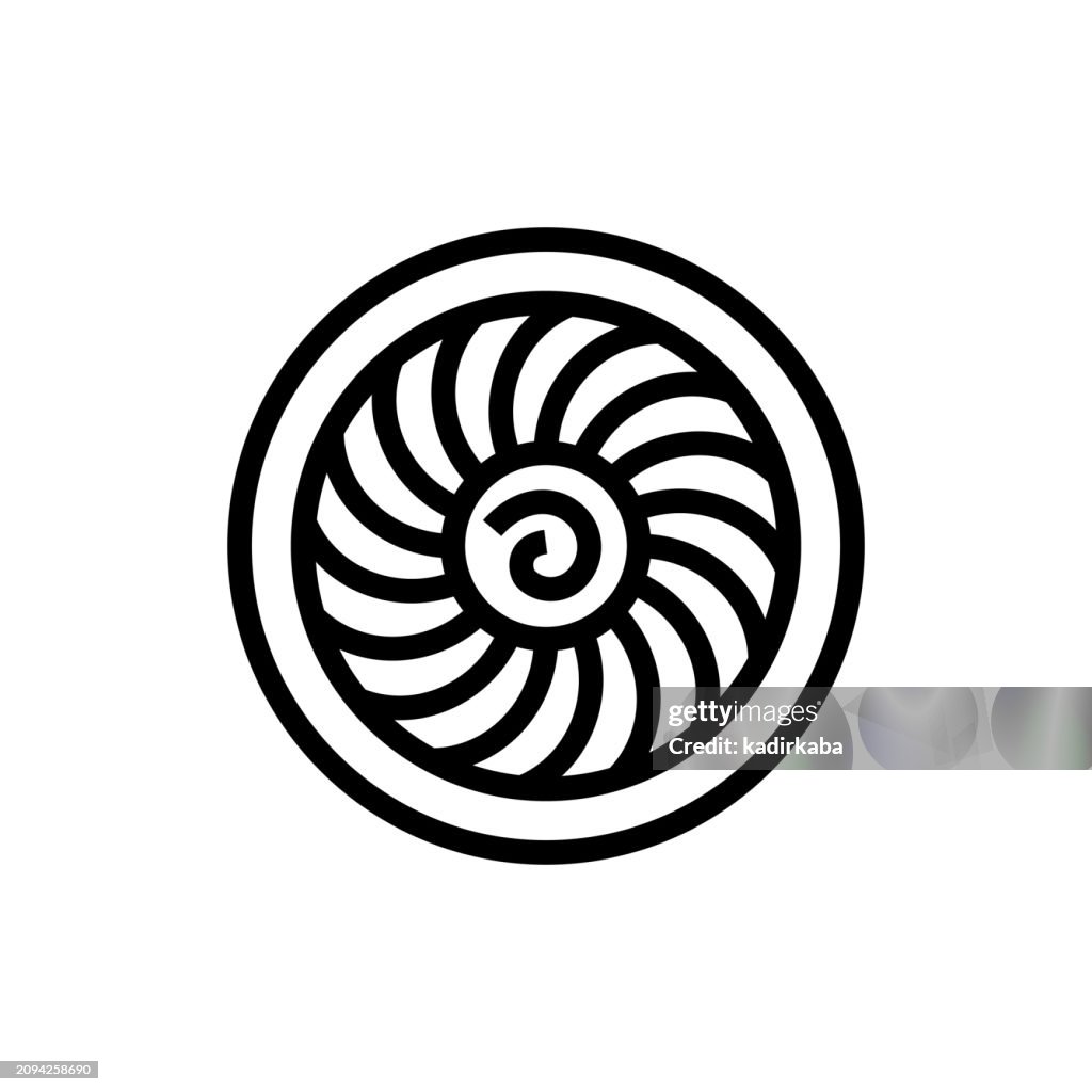 Symbol für die Flugzeugmotorlinie. Flughafen, Luftfahrt, Kampfflugzeuge, Verkehrsflugzeuge.