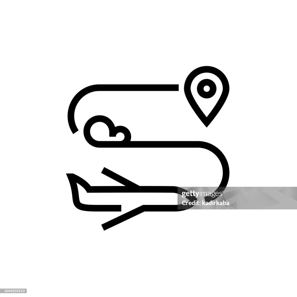 Airplane Flight Destination Line Icon