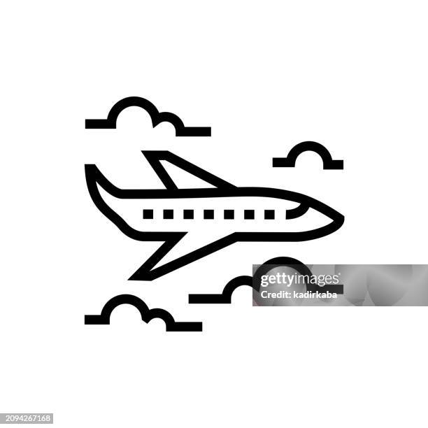 airplane line icon - aerospace engineers stock illustrations