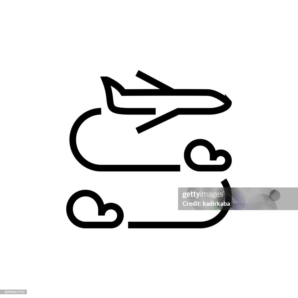 Airplane Route Line Icon