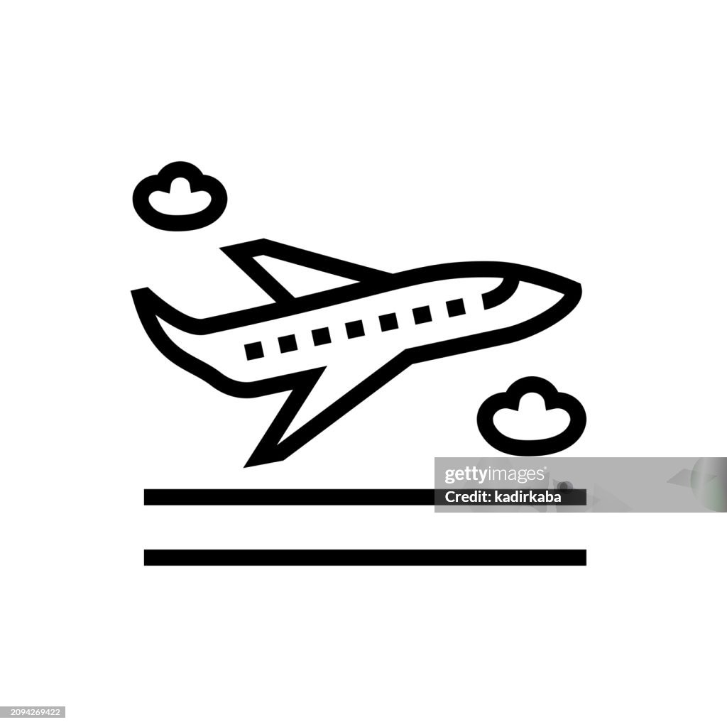 Airplane Take Off Line Icon