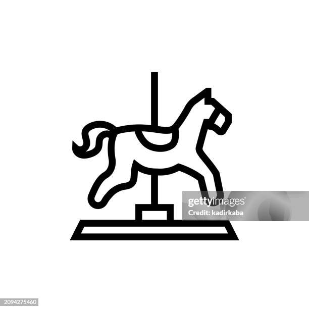 amusement park and carousel line icon - ice skating vector stock illustrations