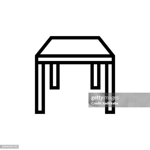 dining table line icon - empty plates on table stock illustrations