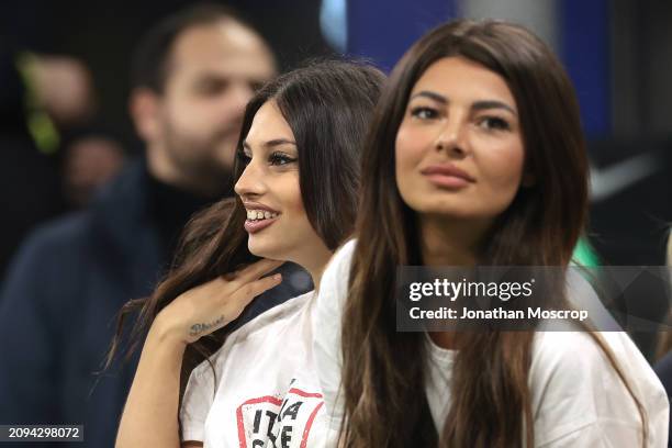 Cast members , Asia Calamassi and Jasmin Melika Salvati of the Paramount + and MTV series Italia Shore look on prior to the Serie A TIM match between...