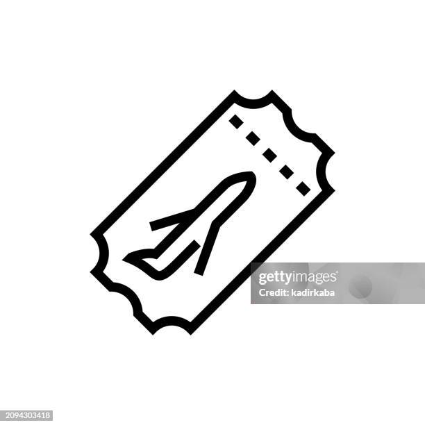 flight ticket line icon - airplane ticket icon stock illustrations