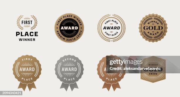 illustrazioni stock, clip art, cartoni animati e icone di tendenza di award badges - medaglia premio