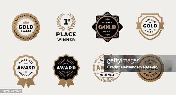 illustrazioni stock, clip art, cartoni animati e icone di tendenza di award badges - medaglia premio
