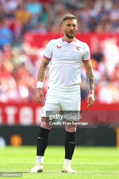 Nemanja Gudelj of Sevilla FC of Sevilla FC looks on during the LaLiga EA Sports match between Sevilla FC and Celta Vigo at Estadio Ramon Sanchez...