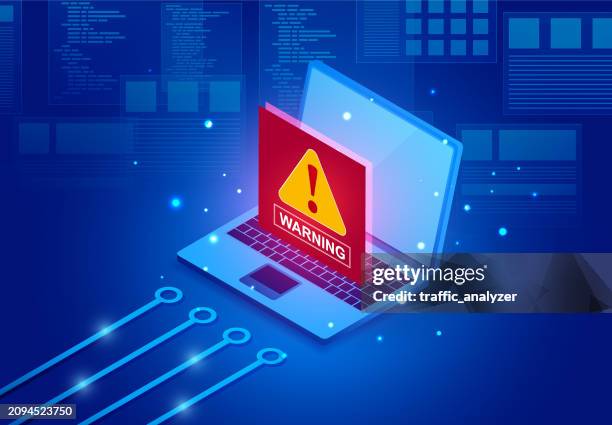 laptop warning - warning symbol stock illustrations