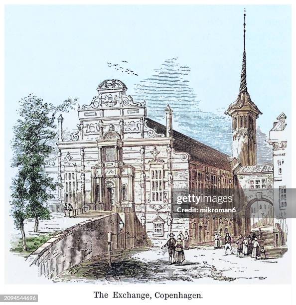 old engraved illustration of copenhagen, capital and most populous city of denmark - fashion stock illustrations stock pictures, royalty-free photos & images