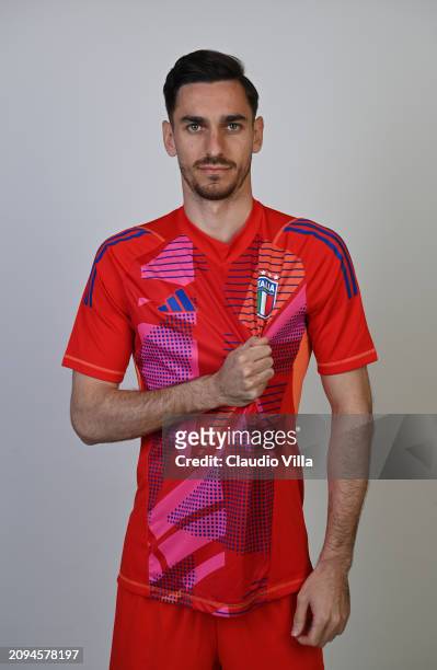 Alex Meret of Italy poses during an Italy portrait session at Hotel Parco dei Principi on March 18, 2024 in Rome, Italy.