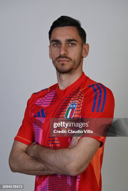 Alex Meret of Italy poses during an Italy portrait session at Hotel Parco dei Principi on March 18, 2024 in Rome, Italy.