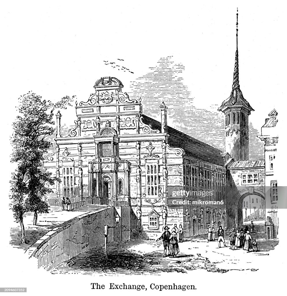 Old engraved illustration of Copenhagen, capital and most populous city of Denmark