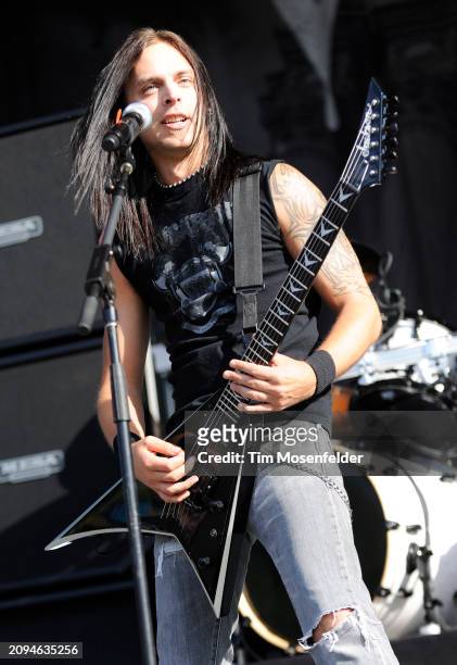 Matthew Tuck of Bullet for My Valentine performs during Rockstar Energy Mayhem Festival at Sleep Train Amphitheatre on July 10, 2009 in Wheatland,...