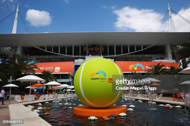 General view during the Miami Open at Hard Rock Stadium on March 18, 2024 in Miami Gardens, Florida.