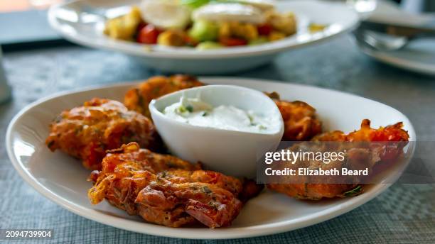 domatokeftedes santorini tomato fritters - fritter stock pictures, royalty-free photos & images