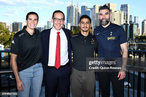 Lydia Williams of Melbourne Victory, Steve Dimopoulos the Minister for Tourism, Sport and Major Events, Environment, Outdoor Recreation, Daniel...