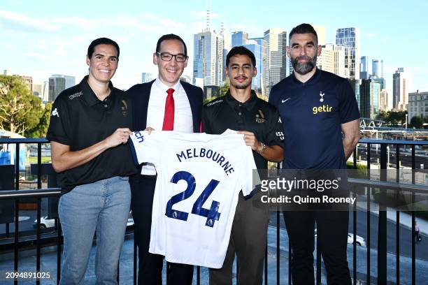 Lydia Williams of Melbourne Victory, Steve Dimopoulos the Minister for Tourism, Sport and Major Events, Environment, Outdoor Recreation, Daniel...