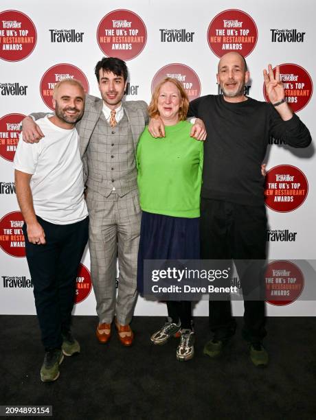 Guests, Margot Henderson and Max Wigram attend Condé Nast Traveller's UK's Top New Restaurant Awards at Shoreditch Arts Club on March 18, 2024 in...