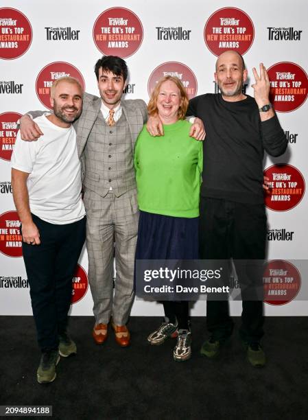 Guests, Margot Henderson and Max Wigram attend Condé Nast Traveller's UK's Top New Restaurant Awards at Shoreditch Arts Club on March 18, 2024 in...