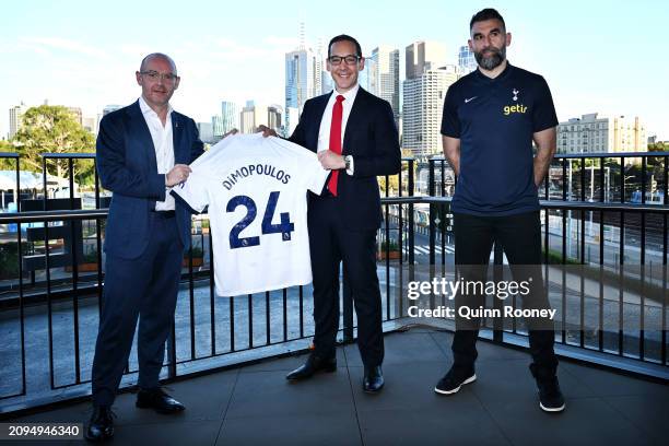 Tottenham Hotspur Chief Football Officer Scott Munn, Steve Dimopoulos the Minister for Tourism, Sport and Major Events, Environment, Outdoor...
