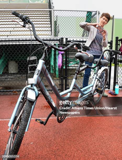 Deborah Czech takes a photo of a tandem bikes during a media outing for the Saratoga Springs Lions "Camp Abilities Saratoga" at Skidmore College...