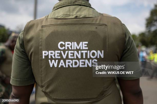 General view of a flack jacket of a member from the Gauteng Crime Prevention Wardens in Sharpeville on March 21, 2024.