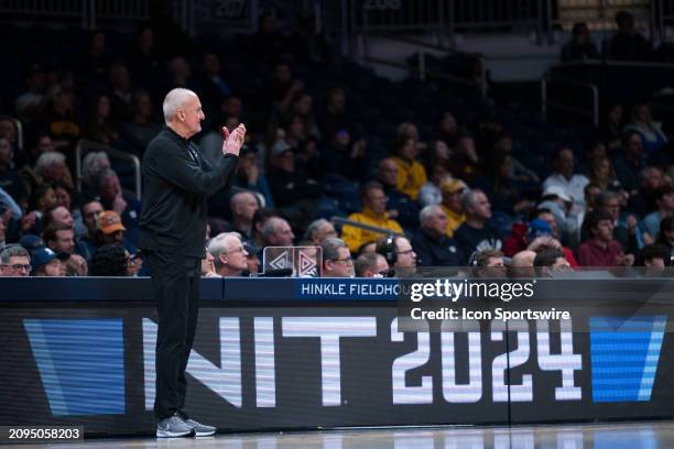 Butler Bulldogs head coach Thad Matta on the sidelines during the NIT Tournament men's college basketball game between the Butler Bulldogs and...