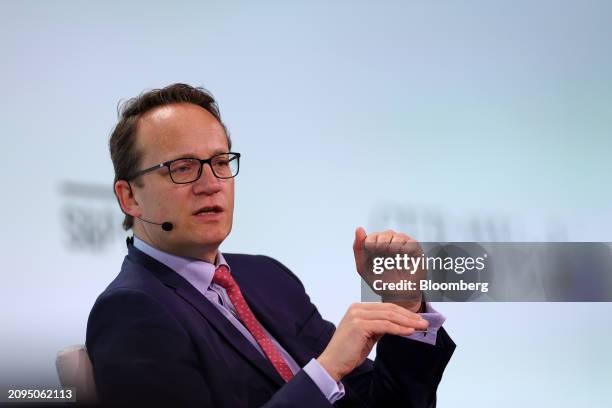 Markus Krebber, chief executive officer of RWE AG, speaks during the 2024 CERAWeek by S&P Global conference in Houston, Texas, US, on Thursday, March...