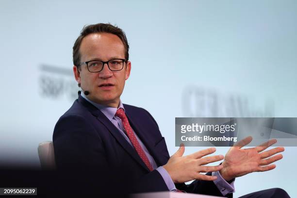 Markus Krebber, chief executive officer of RWE AG, speaks during the 2024 CERAWeek by S&P Global conference in Houston, Texas, US, on Thursday, March...