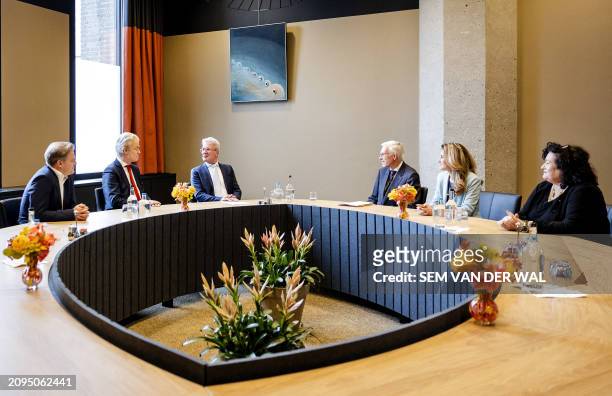 Pieter Omtzigt , Geert Wilders , informant Elbert Dijkgraaf, informants Richard van Zwol, Dilan Yesilgoz and Caroline van der Plas attend a new round...