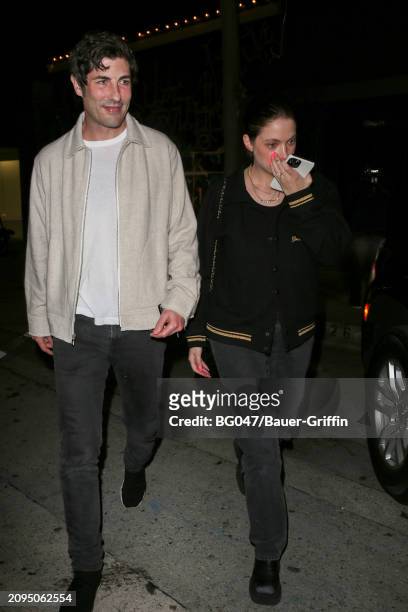 Brandon Davis and Ashley Benson are seen on March 20, 2024 in Los Angeles, California.