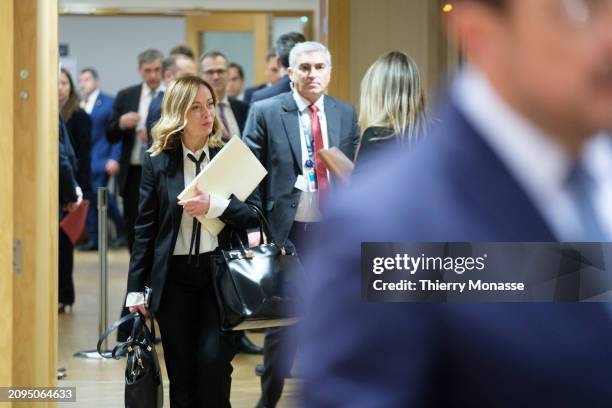 Italian President Giorgio Napolitano arrives for an EU Leaders meeting in the Europa building, the EU Council headquarter on March 21, 2024 in...