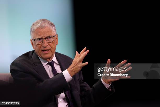 Bill Gates, co-chairman of the Bill and Melinda Gates Foundation, speaks during the 2024 CERAWeek by S&P Global conference in Houston, Texas, US, on...