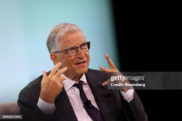 Bill Gates, co-chairman of the Bill and Melinda Gates Foundation, speaks during the 2024 CERAWeek by S&P Global conference in Houston, Texas, US, on...