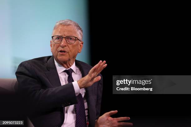 Bill Gates, co-chairman of the Bill and Melinda Gates Foundation, speaks during the 2024 CERAWeek by S&P Global conference in Houston, Texas, US, on...