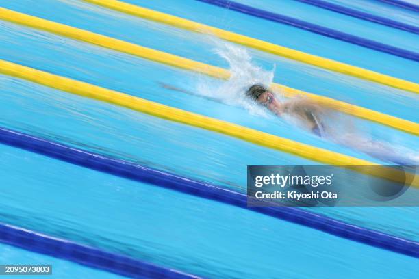 Airi Ebina competes in the Women's 1500m Freestyle Final during day five of the Swimming Olympic Qualifier at Tokyo Aquatics Centre on March 21, 2024...