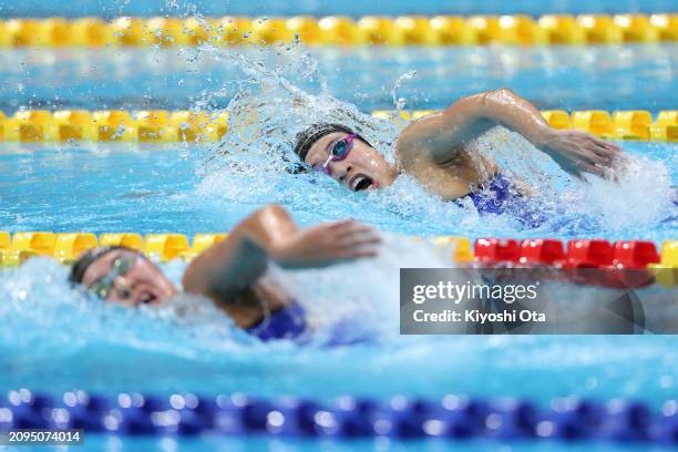 Airi Ebina competes in the Women's 1500m Freestyle Final during day five of the Swimming Olympic Qualifier at Tokyo Aquatics Centre on March 21, 2024...