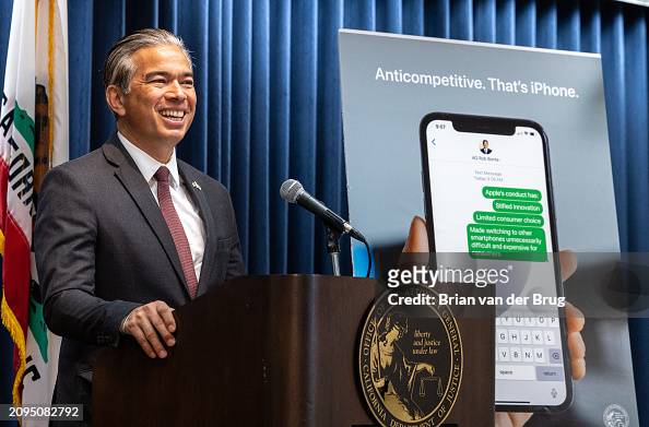 California Attorney General Rob Bonta will hold a press conference to announce antitrust legal action against Apple