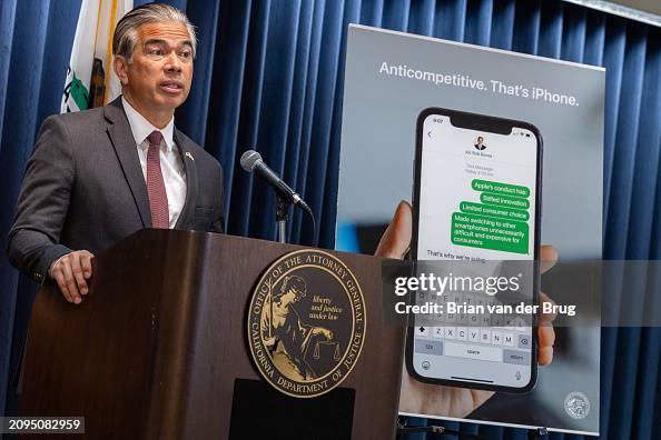California Attorney General Rob Bonta will hold a press conference to announce antitrust legal action against Apple