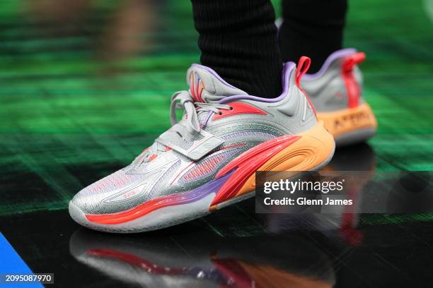 The sneakers worn by Kyrie Irving of the Dallas Mavericks during the game against the Utah Jazz on March 21, 2024 at the American Airlines Center in...