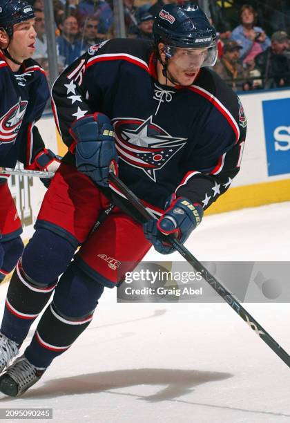 Alexandr Svitov of the Columbus Blue Jackets skates against the Toronto Maple Leafs during NHL game action on February 12, 2004 at Air Canada Centre...