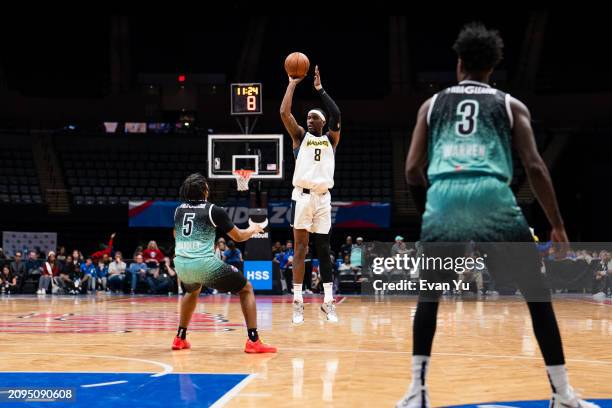 Cameron McGriff of the Indiana Mad Ants shoots the ball against the Long Island Nets on March 21, 2024 at Nassau Coliseum in Uniondale, New York....