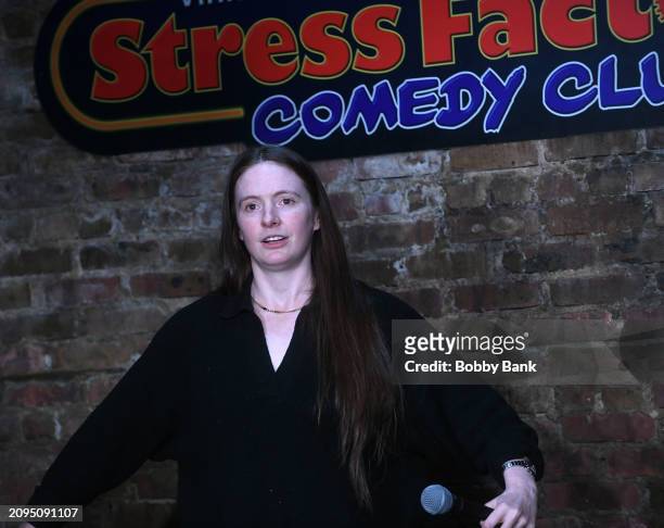 Maddy Smith performs at The Stress Factory Comedy Club on March 21, 2024 in New Brunswick, New Jersey.