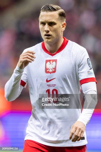 Piotr Zielinski is playing during the UEFA EURO 2024 qualifier play-off between Poland and Estonia in Warsaw, Poland, on March 21, 2024.