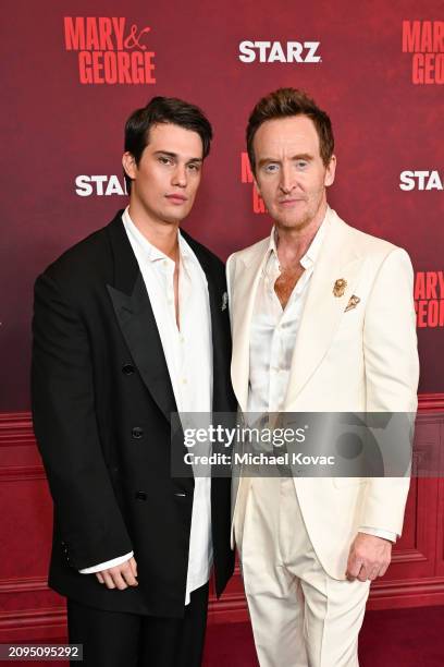 Nicholas Galitzine and Tony Curran attend STARZ's premiere of "Mary & George" at The Biltmore Los Angeles on March 21, 2024 in Los Angeles,...